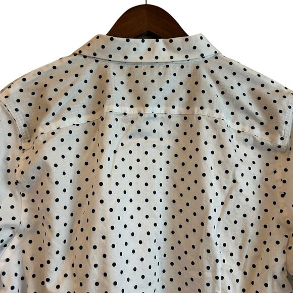 Chaps Women Top 2X Polka Dot‎ Cotton Button Up Coastal Preppy Travel Office - Picture 4 of 11